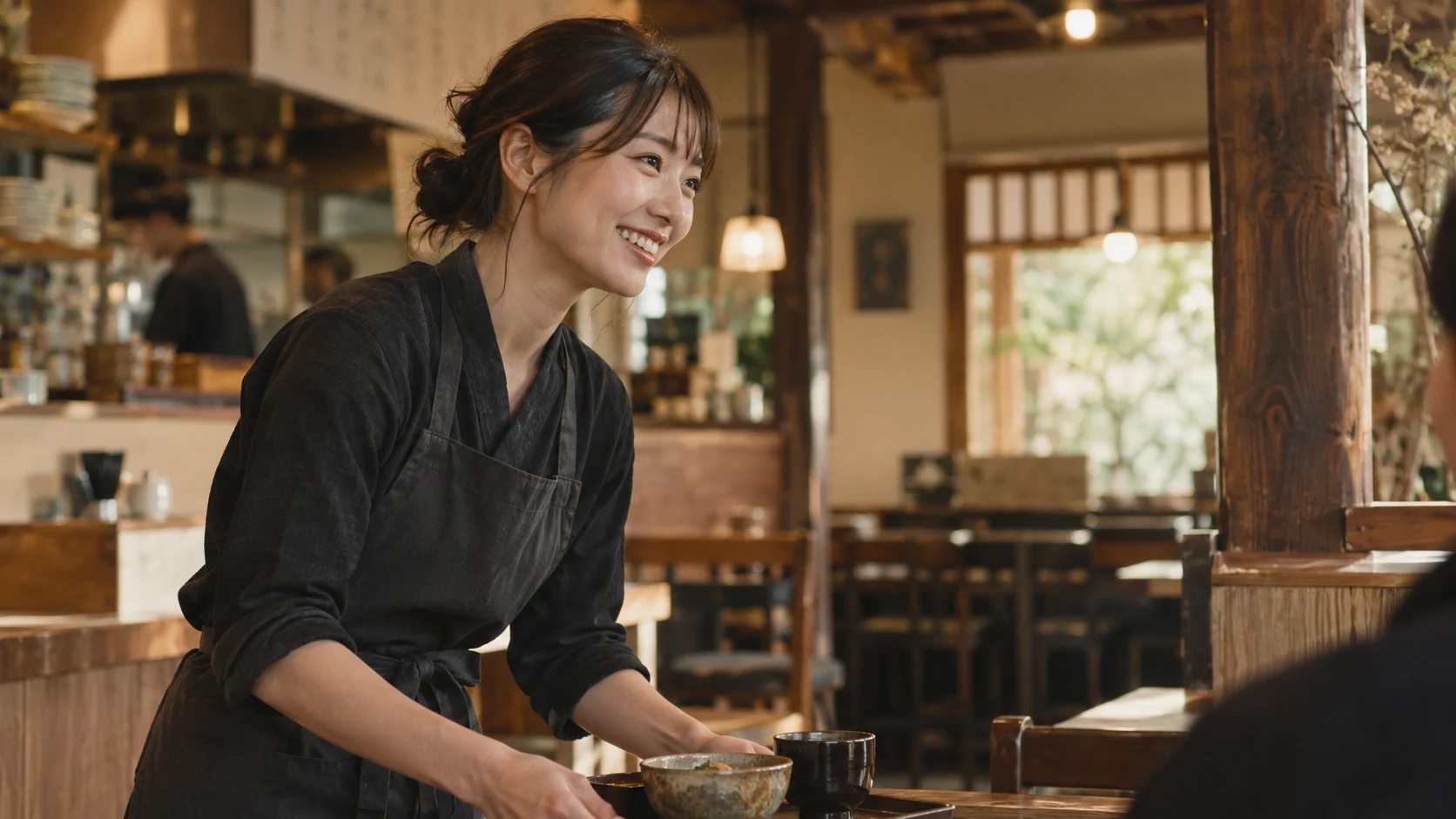 お客様の話に耳を傾け、自然な表情で接客するスタッフ